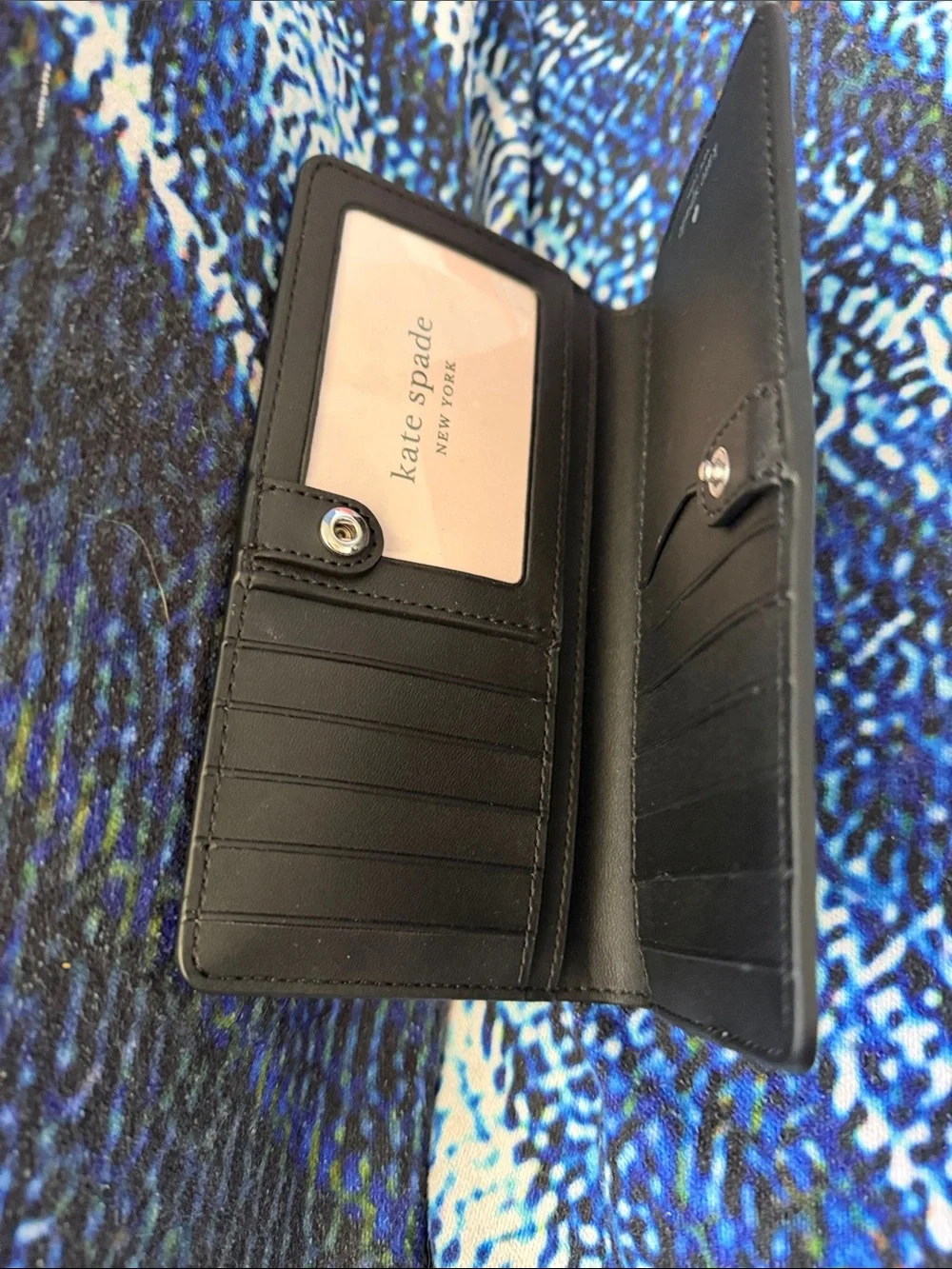 kate spade Two-Tone Saffiano Zip Wallet in White & Light Gray
